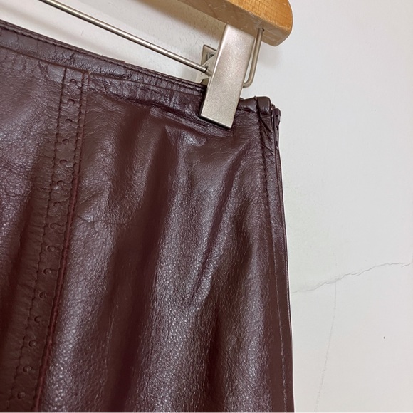 Vintage leather skirt red maroon oxblood pencil mini midi 80s 90s Danier - Picture 4 of 11